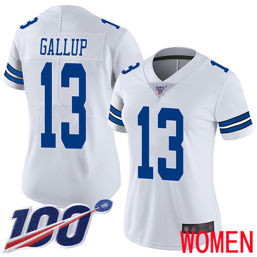 Women Dallas Cowboys Limited White Michael Gallup Road #13 100th Season Vapor Untouchable NFL Jersey->women nfl jersey->Women Jersey